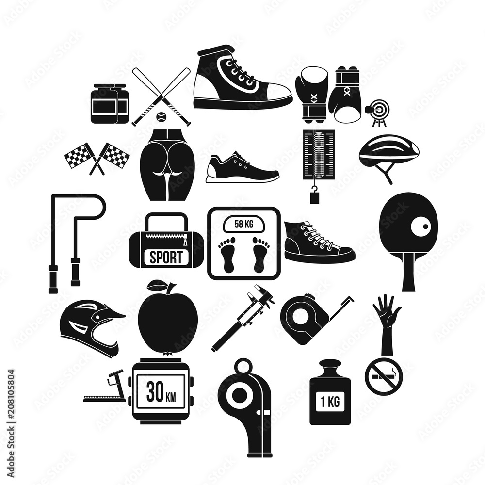Aufkleber weights icons set. simple set of 25 weights vector icons for web isolated on white background