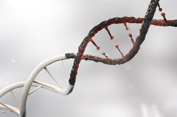 DNA strand and Cancer Cell Concept Science or medical background, 3d illustration.
