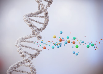 DNA helix break, molecule or atom, Abstract structure for Science or medical background, 3d...