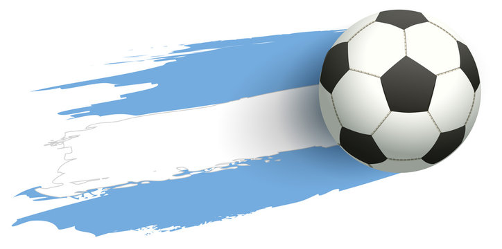 Soccer ball fly background flag of Argentina