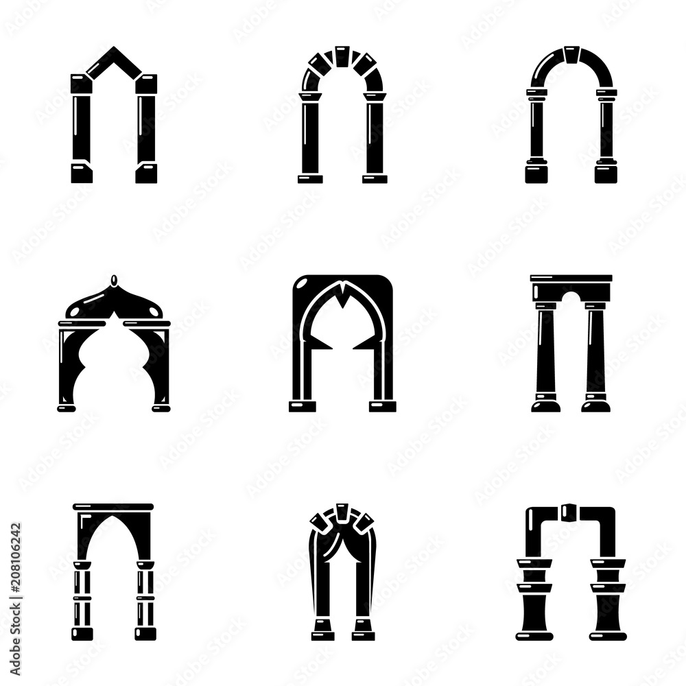 Poster curved icons set. simple set of 9 curved vector icons for web isolated on white background