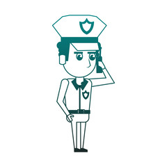 Police officer with radio cartoon vector illustration graphic design