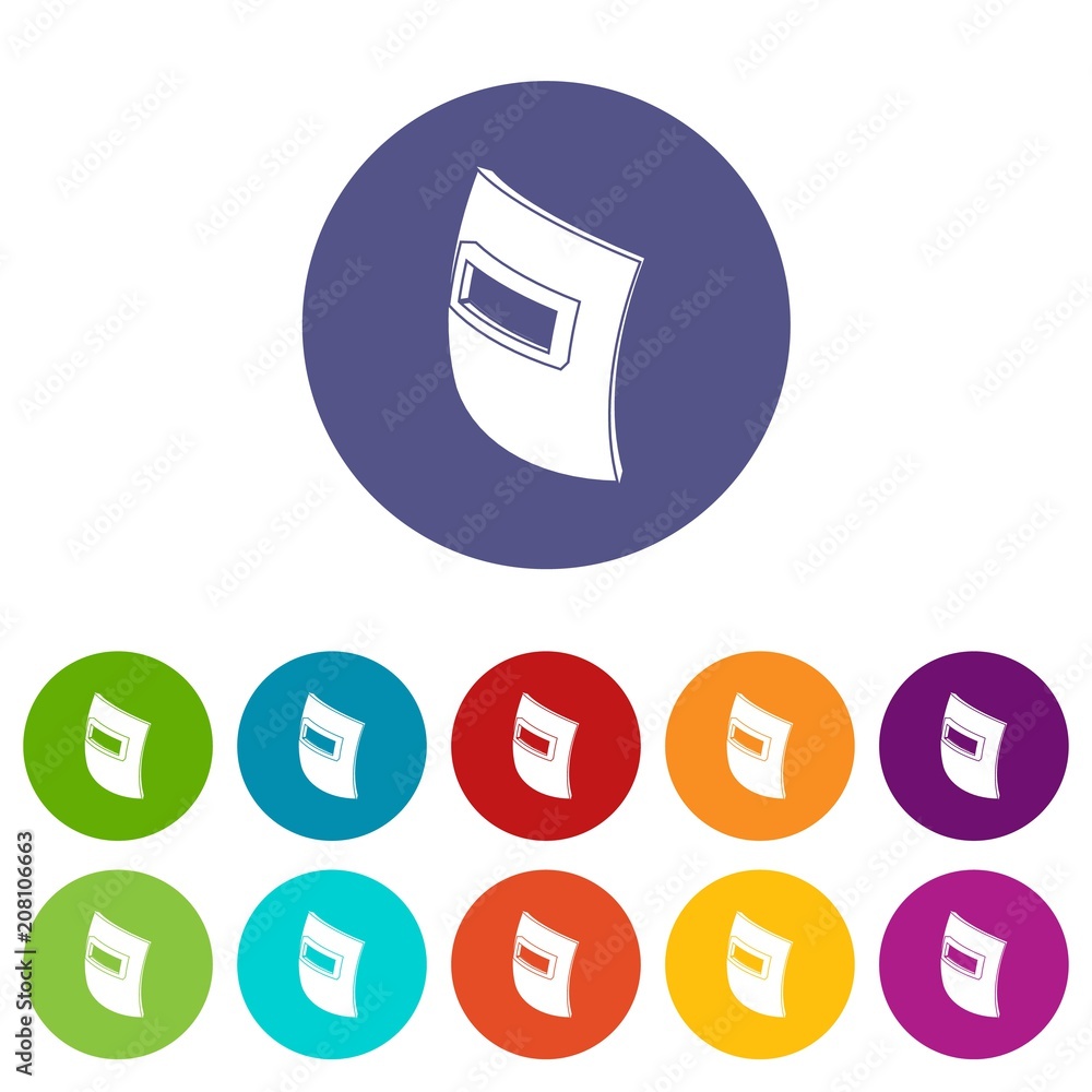 Poster square welding mask icons color set vector for any web design on white background