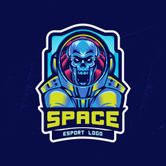 Dead astronaut in spacesuit. Esport Logo element	