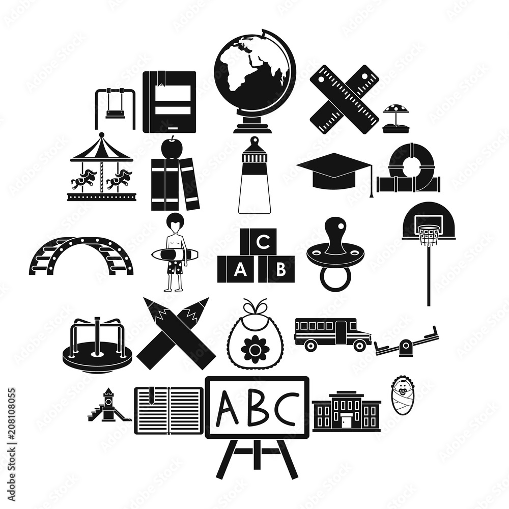 Poster pupil icons set. simple set of 25 pupil vector icons for web isolated on white background