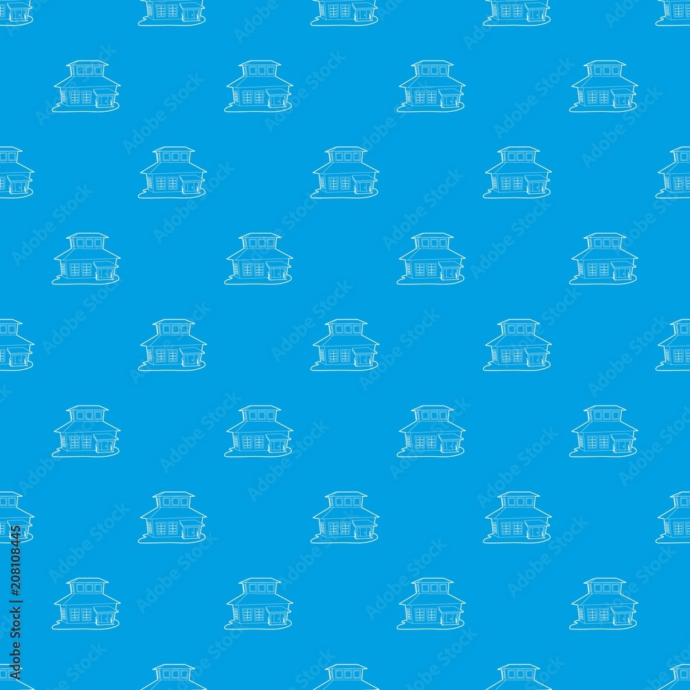 Poster big house pattern vector seamless blue repeat for any use