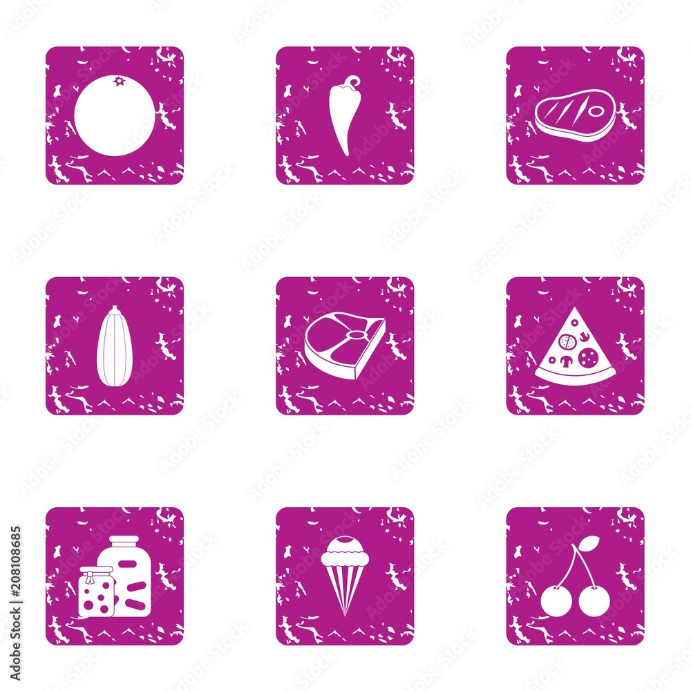 Poster viand icons set. grunge set of 9 viand vector icons for web isolated on white background