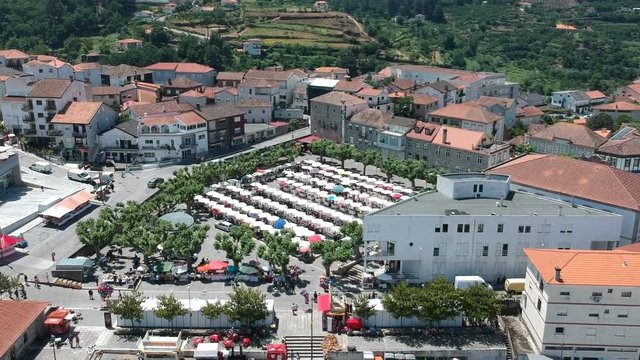 Tilting into the cherry festival at Resende from above