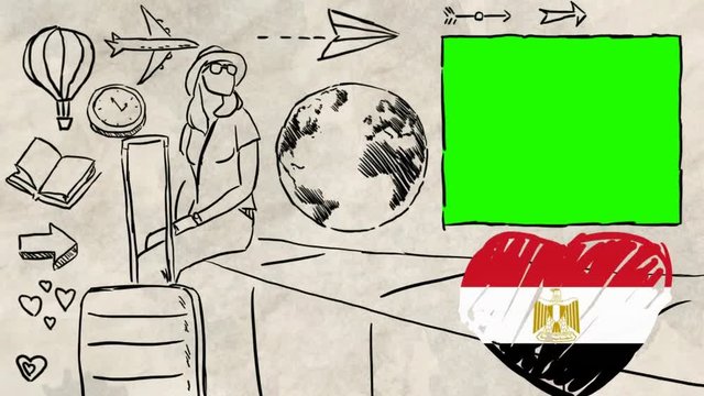 Egypt hand drawn tourism