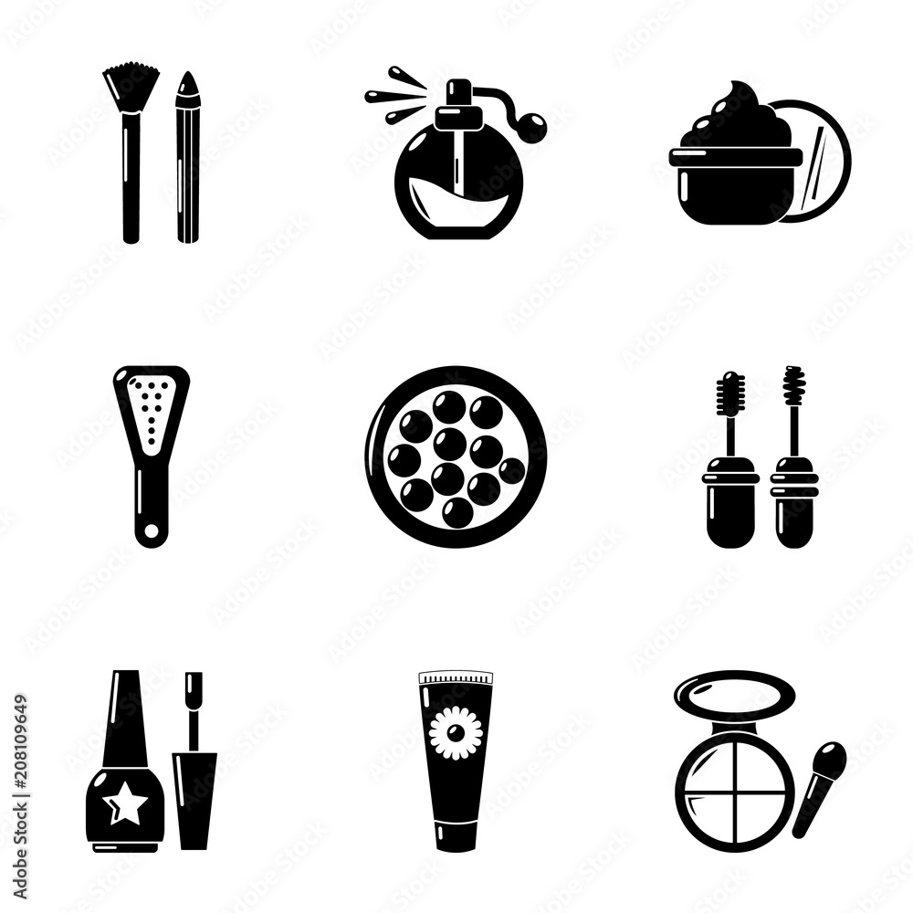 Poster makeover icons set. simple set of 9 makeover vector icons for web isolated on white background