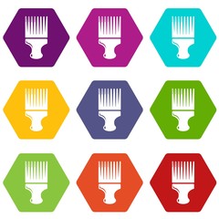 Haircut fix comb icons 9 set coloful isolated on white for web