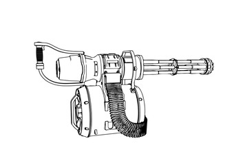 sketch of a military machine gun vector