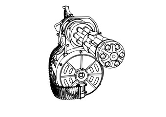 sketch of a military machine gun vector