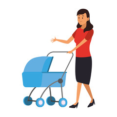 Mom with pram vector illustration graphic design