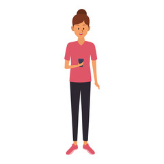 Young woman with smartphone vector illustration graphic design