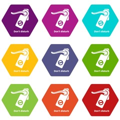 Do not disturb icons 9 set coloful isolated on white for web