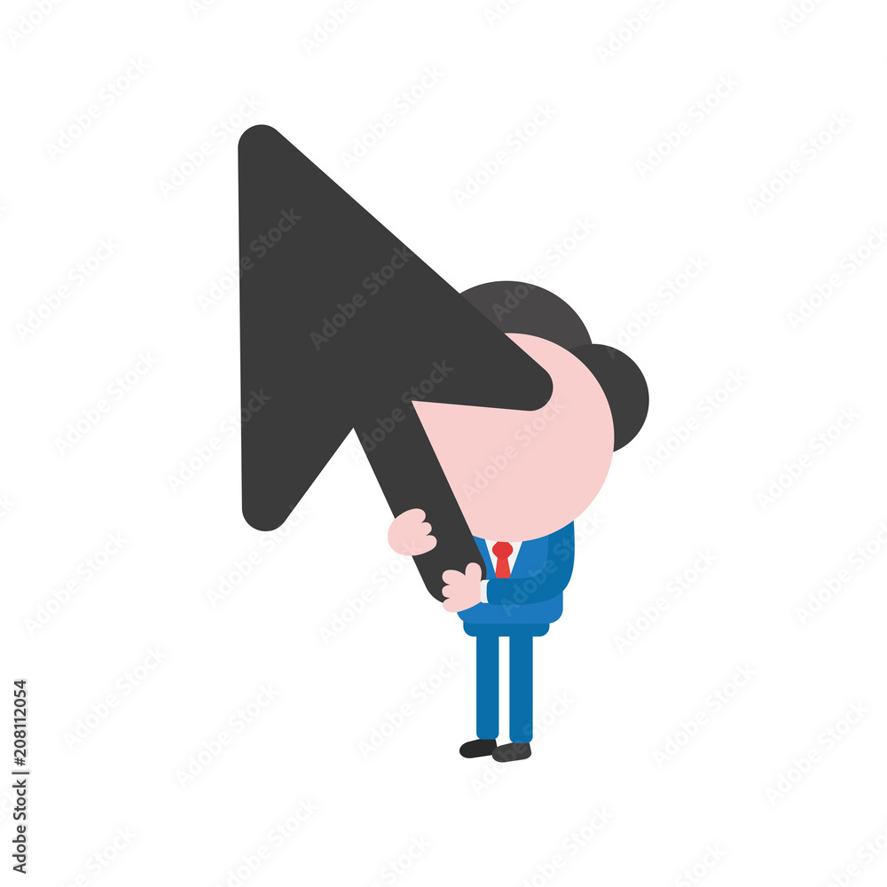 Aufkleber vector businessman character holding computer mouse arrow cursor