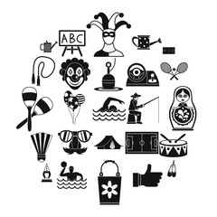 Children entertainment icons set. Simple set of 25 children entertainment vector icons for web isolated on white background