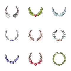 Tiara icons set. Cartoon set of 9 tiara vector icons for web isolated on white background