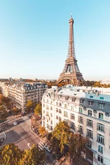 Foto op Aluminium Eiffel tower with a perfect blue sky, Paris © Beboy