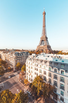 Eiffel tower with a perfect blue sky, Paris