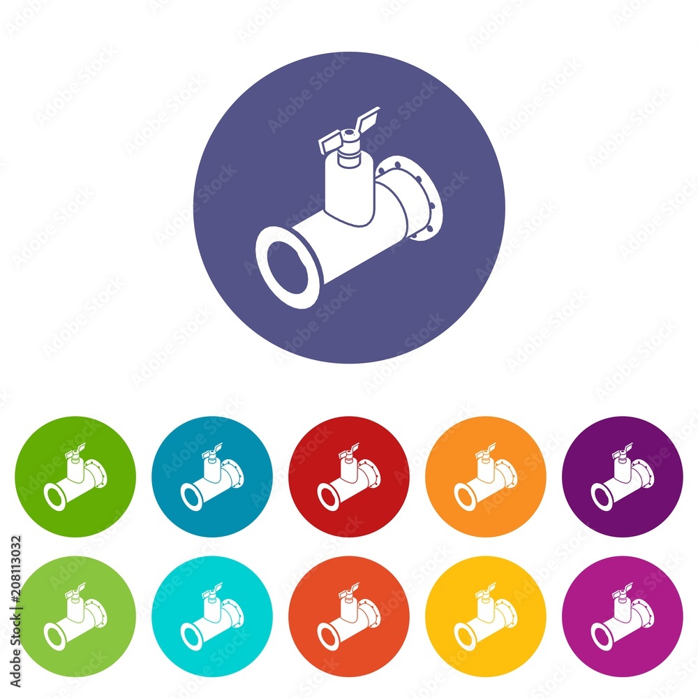 Poster pipe tap icons color set vector for any web design on white background