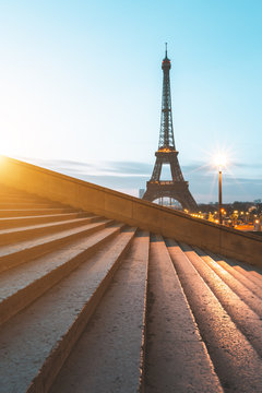 Eiffel Tower, Paris. View From Trocadero Stairs (Place Du Trocadéro). Paris, France