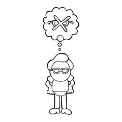 Fototapeta premium Vector hand-drawn cartoon of man standing dreaming of perfect vision