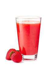 Strawberry smoothie on white