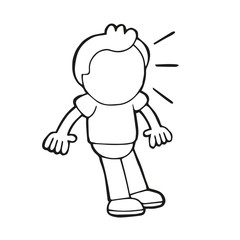 Vector hand-drawn cartoon of man shocked and surprised