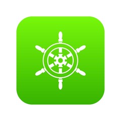 Wheel of ship icon digital green for any design isolated on white vector illustration