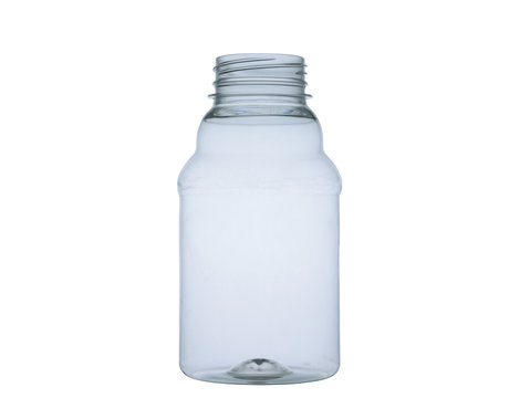 empty plastic bottle on white background