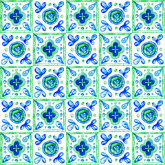 Abstract hand painted geometric watercolor seamless pattern