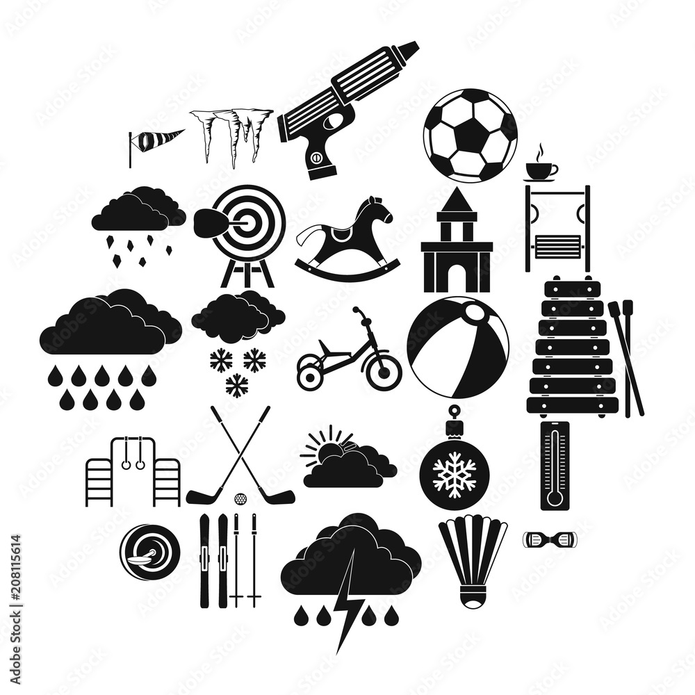 Poster kid game icons set. simple set of 25 kid game vector icons for web isolated on white background
