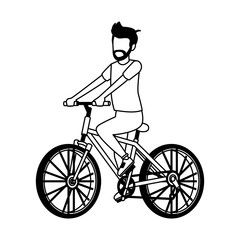 Young man with bicycle vector illustration graphic design