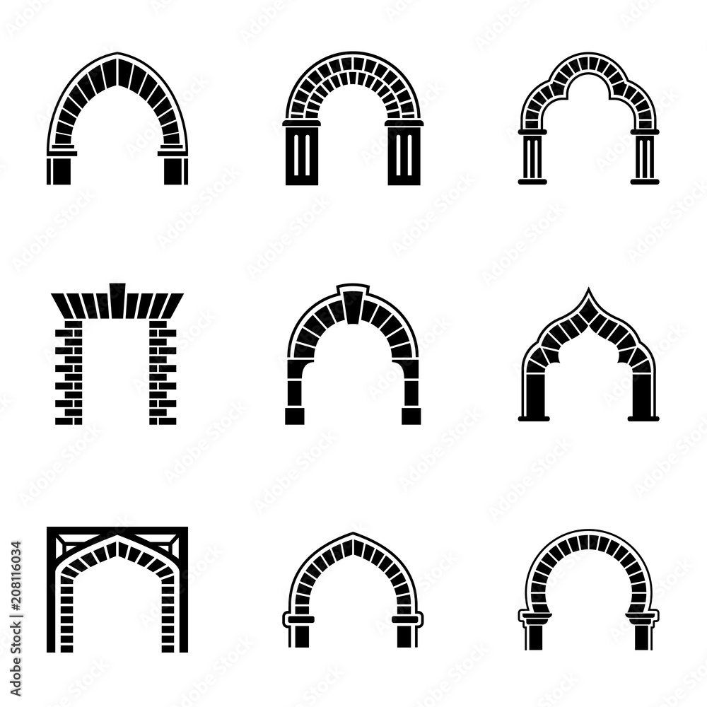 Poster high arch icons set. simple set of 9 high arch vector icons for web isolated on white background