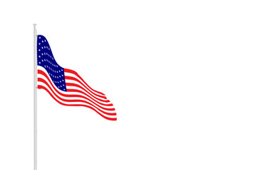 American flag on flagpole with empty space for a text