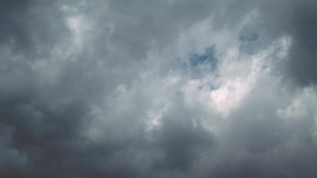Formation of powerful cumulus clouds during the passage of the cold atmospheric front. Time lapse.