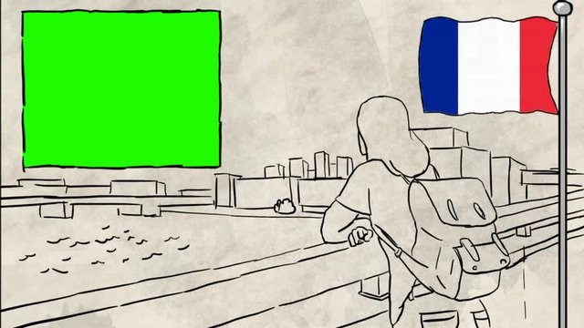 France hand drawn tourism