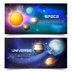 Obraz na płótnie Canvas Space Universe Horizontal Banners