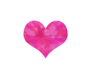 Heart  pink  bokeh of love symbol on white background with Clipping path