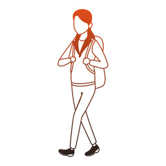 Young woman with backpack vector illustration graphic design