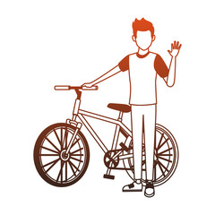 Fototapeta na wymiar Young man with bicycle vector illustration graphic design