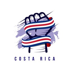 Costa Rica Hand and Flag Vector Template Design Illustration