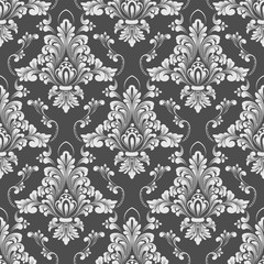 Vector damask seamless pattern background. Classical luxury old fashioned damask ornament, royal victorian seamless texture for wallpapers, textile, wrapping. Exquisite floral baroque template.