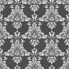 Obraz premium Vector damask seamless pattern background. Classical luxury old fashioned damask ornament, royal victorian seamless texture for wallpapers, textile, wrapping. Exquisite floral baroque template.