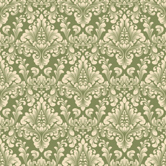Fototapeta premium Vector damask seamless pattern background. Classical luxury old fashioned damask ornament, royal victorian seamless texture for wallpapers, textile, wrapping. Exquisite floral baroque template.