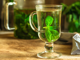 fresh mint lemonade - cold drink (a plastic glass of drink) - mojito