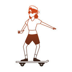 Young skater woman vector illustration graphic design