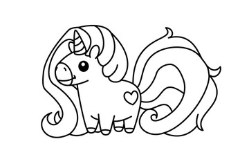 vector cartoon unicorn Magic coloring book page for kids 03